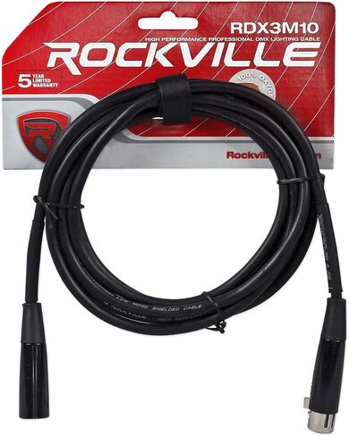 Rockville RDX3M50 50 Foot 3 Pin DMX Lighting Cable 100% OFC Copper Female 2 Male, Black in Saudi Arabia