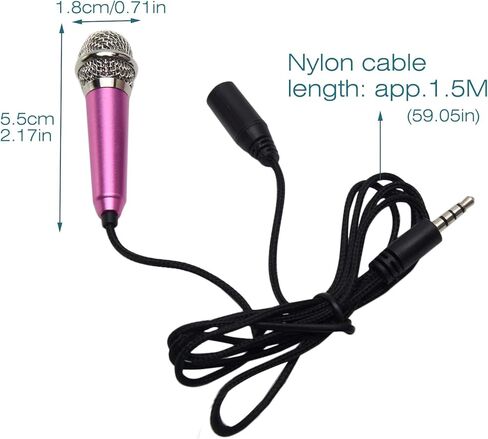 ميكروفون صغير EKDJKK، ميكروفون صوتي صغير محمول للتسجيل الصوتي، قابس 3.5 ملم ميكروفون صغير للغناء، ميكروفون كاريوكي صغير للهاتف المحمول والكمبيوتر المحمول والكمبيوتر المحمول (فضي) in Kuwait