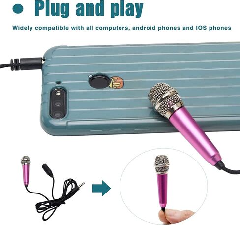 ميكروفون صغير EKDJKK، ميكروفون صوتي صغير محمول للتسجيل الصوتي، قابس 3.5 ملم ميكروفون صغير للغناء، ميكروفون كاريوكي صغير للهاتف المحمول والكمبيوتر المحمول والكمبيوتر المحمول (فضي) in Kuwait