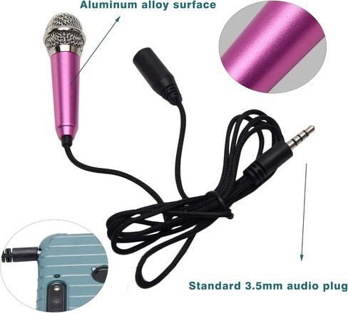 ميكروفون صغير EKDJKK، ميكروفون صوتي صغير محمول للتسجيل الصوتي، قابس 3.5 ملم ميكروفون صغير للغناء، ميكروفون كاريوكي صغير للهاتف المحمول والكمبيوتر المحمول والكمبيوتر المحمول (فضي) in Kuwait