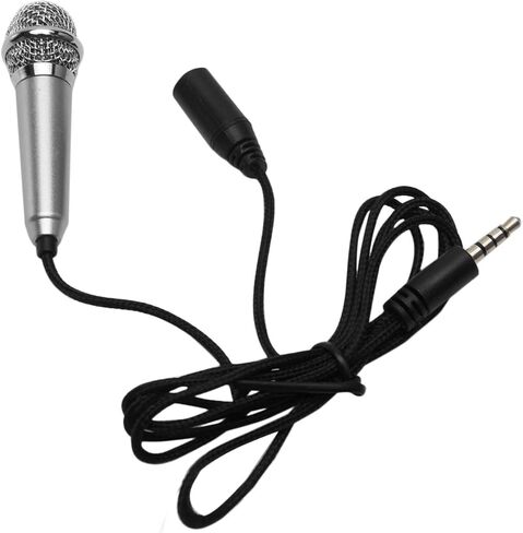 ميكروفون صغير EKDJKK، ميكروفون صوتي صغير محمول للتسجيل الصوتي، قابس 3.5 ملم ميكروفون صغير للغناء، ميكروفون كاريوكي صغير للهاتف المحمول والكمبيوتر المحمول والكمبيوتر المحمول (فضي) in Kuwait