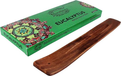 أعواد بخور راجيسي الباتشولي 100 جرام مع حامل بخور خشبي عادي - 100% عضوي طبيعي نقي - ملفوف يدويًا وخالي من المواد الكيميائية - مثالي للعلاج العطري في الكنيسة، وتخفيف التوتر، والتأمل in Kuwait