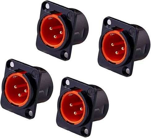 3-Pin XLR أنثى مقبس لوحة معدنية جبل الهيكل ميكروفون الصوت جاك D-نوع موصل محول، حزمة من 4 in Kuwait