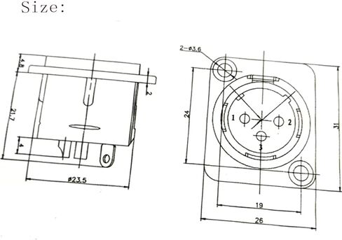 3-Pin XLR أنثى مقبس لوحة معدنية جبل الهيكل ميكروفون الصوت جاك D-نوع موصل محول، حزمة من 4 in Kuwait