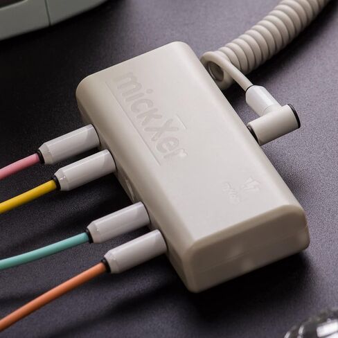 myVolts mickXer مع كابلات الصوت Candycord - خلاط سلبي رمادي بارد بخمسة اتجاهات مع تصفية الضوضاء وحزمة Candycord 6 حزم، مقبس صغير مستقيم بزاوية، 70 سم، خوخي، وردي، أرجواني، رمادي، أخضر، أصفر in Kuwait