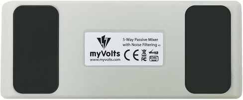 myVolts mickXer مع كابلات الصوت Candycord - خلاط سلبي رمادي بارد بخمسة اتجاهات مع تصفية الضوضاء وحزمة Candycord 6 حزم، مقبس صغير مستقيم بزاوية، 70 سم، خوخي، وردي، أرجواني، رمادي، أخضر، أصفر in Kuwait