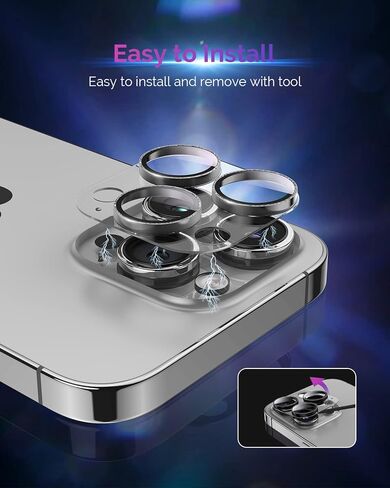 Design for iPhone 14 Pro/iPhone 14 Pro Max Camera Lens Protector, [Full Coverage] [HD Night Shooting] 9H Tempered Glass Clear Acrylic Camera Screen Cover for iPhone 14 Pro Max Black Titanium in Saudi Arabia