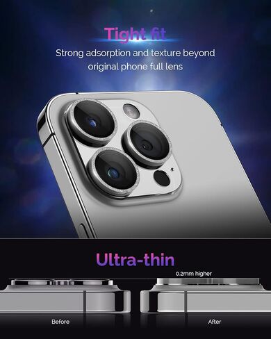 Design for iPhone 14 Pro/iPhone 14 Pro Max Camera Lens Protector, [Full Coverage] [HD Night Shooting] 9H Tempered Glass Clear Acrylic Camera Screen Cover for iPhone 14 Pro Max Black Titanium in Saudi Arabia