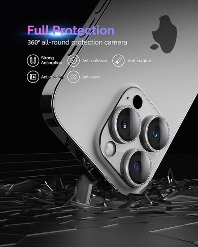 Design for iPhone 14 Pro/iPhone 14 Pro Max Camera Lens Protector, [Full Coverage] [HD Night Shooting] 9H Tempered Glass Clear Acrylic Camera Screen Cover for iPhone 14 Pro Max Black Titanium in Saudi Arabia