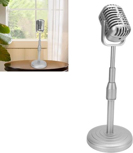 Old Fashion Microphone On Stand,Other Microphone Accessories Simulation Old Fashioned Microphone Model with Stable Base and Support Rod Retro Mic Prop Set for Photography in Saudi Arabia