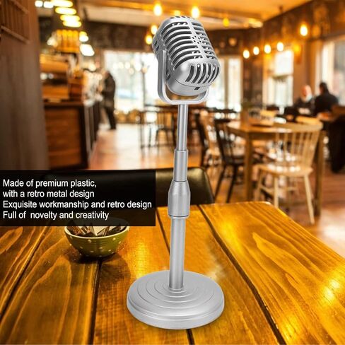 Old Fashion Microphone On Stand,Other Microphone Accessories Simulation Old Fashioned Microphone Model with Stable Base and Support Rod Retro Mic Prop Set for Photography in Saudi Arabia