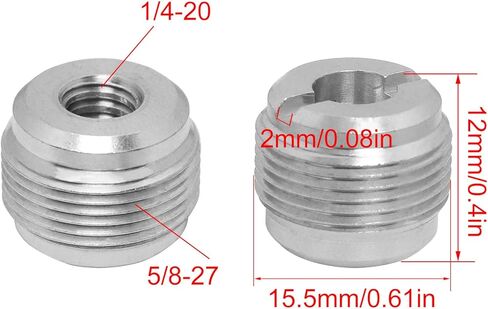 Mic Screw Adapter LUORNG 2PCS Female 1/4"-20 to 5/8"-27 Male Mic Adapters, Silver in Saudi Arabia