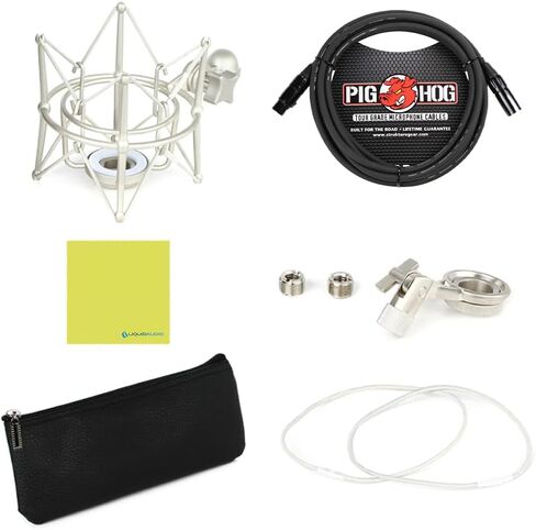 Warm Audio WA-47jr FET Large-Diaphragm Condenser Microphone (Nickel) Bundle with Pig Hog PHM10 10ft Microphone Cable, Shock Mount, Mic Leather Bag and Instrument Polishing Cloth in Saudi Arabia