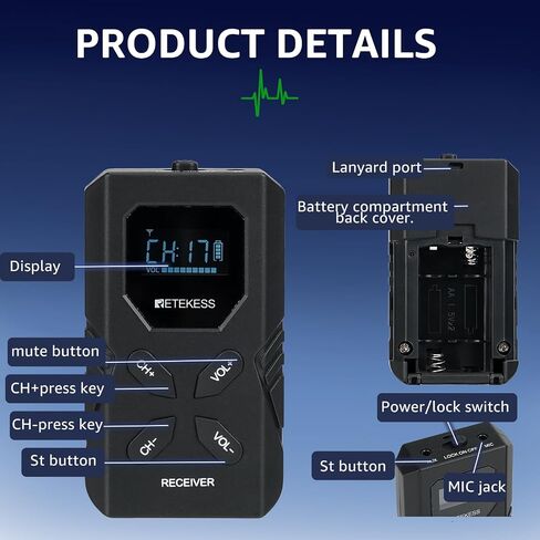 Retekess TT117 Tour Guide System, Simultaneous Interpreting Equipment, Stereo Support, Wireless Tour Guide Voice Audio Transmission System for Court, Factory, School in Saudi Arabia