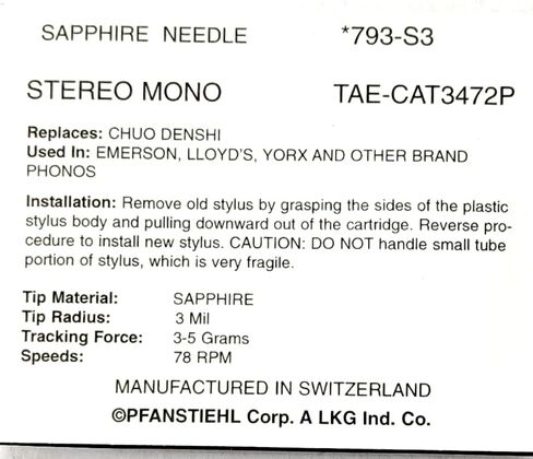 78 دورة في الدقيقة Pfanstiehl استبدال إبرة الفونوغراف متوافقة مع فيشر ST-05D ST05D ST-141 ST141 ST-707J ST707J in Kuwait