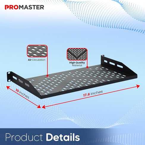 أرفف ProMaster 2-Pack مقاس 19 بوصة 1U: حامل عالمي لرفوف الخادم مقاس 19 بوصة، وتدفق هواء ثابت، وبنية شديدة التحمل، وعمق 10 بوصة، وحجم الدرج 19 بوصة × 10 بوصة × 1.7 بوصة. (العنصر: 10.63 × 2.56 × 19 بوصة .69 بوصة) in Kuwait