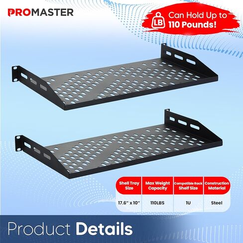 أرفف ProMaster 2-Pack مقاس 19 بوصة 1U: حامل عالمي لرفوف الخادم مقاس 19 بوصة، وتدفق هواء ثابت، وبنية شديدة التحمل، وعمق 10 بوصة، وحجم الدرج 19 بوصة × 10 بوصة × 1.7 بوصة. (العنصر: 10.63 × 2.56 × 19 بوصة .69 بوصة) in Kuwait