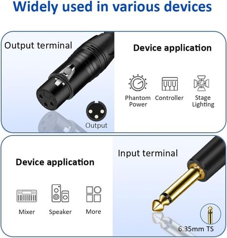 كابل ميكروفون DREMAKE TRS 1/4 إلى XLR، سلك صوت متوازن ذكر 6.5 مم إلى XLR ذكر، 10FT XLR 3-Pin إلى 6.35 مم كابل توصيل قابس ستيريو لنظام السماعات، إضاءة المسرح، وحدة تحكم صوت الاستوديو in Saudi Arabia