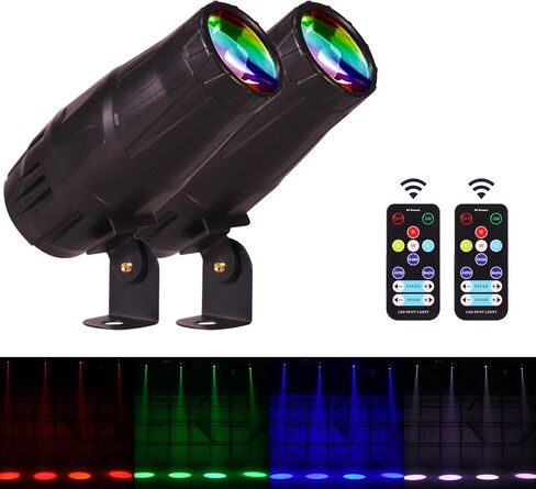 LED Pinspot Light 2 Pack,Disco Ball Spotlight Mini 15W RGBW LED Beam Spot Lights 4 in 1 Stage Lighting Mirror Ball Light with Remote Control for DJ Disco Party Bar Club Wedding in Saudi Arabia