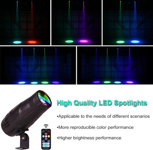 LED Pinspot Light 2 Pack,Disco Ball Spotlight Mini 15W RGBW LED Beam Spot Lights 4 in 1 Stage Lighting Mirror Ball Light with Remote Control for DJ Disco Party Bar Club Wedding in Saudi Arabia