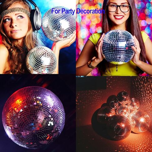 Mirror Disco Ball, 6 Inch Silver Small Reflective Mirror Ball Hanging Ornament for Birthday Wedding Party Christmas Decor, Reflective Stage Decoration Disco Mirror Ball Ornaments in Saudi Arabia