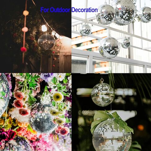Mirror Disco Ball, 6 Inch Silver Small Reflective Mirror Ball Hanging Ornament for Birthday Wedding Party Christmas Decor, Reflective Stage Decoration Disco Mirror Ball Ornaments in Saudi Arabia