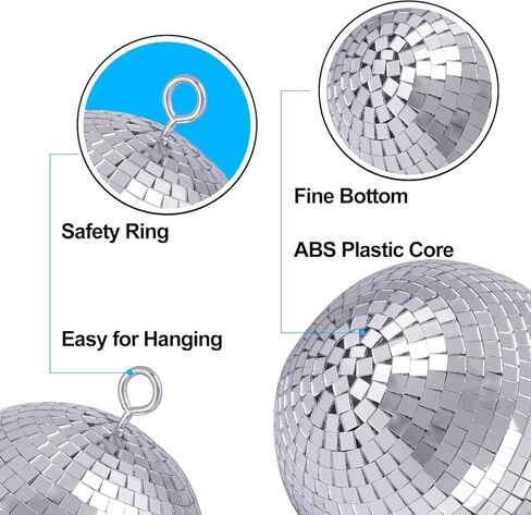 Mirror Disco Ball, 6 Inch Silver Small Reflective Mirror Ball Hanging Ornament for Birthday Wedding Party Christmas Decor, Reflective Stage Decoration Disco Mirror Ball Ornaments in Saudi Arabia