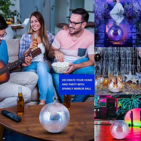 Mirror Disco Ball, 6 Inch Silver Small Reflective Mirror Ball Hanging Ornament for Birthday Wedding Party Christmas Decor, Reflective Stage Decoration Disco Mirror Ball Ornaments in Saudi Arabia