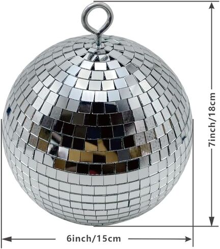 Mirror Disco Ball, 6 Inch Silver Small Reflective Mirror Ball Hanging Ornament for Birthday Wedding Party Christmas Decor, Reflective Stage Decoration Disco Mirror Ball Ornaments in Saudi Arabia