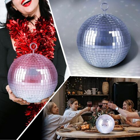 Mirror Disco Ball, 6 Inch Silver Small Reflective Mirror Ball Hanging Ornament for Birthday Wedding Party Christmas Decor, Reflective Stage Decoration Disco Mirror Ball Ornaments in Saudi Arabia