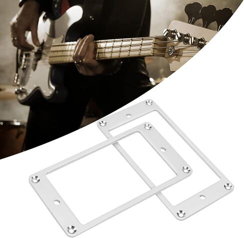 Black Pickup Ring, 2 Pcs Pickup Frame Metal Flat Humbucker Pickup Mounting Ring Electric Guitar Pickup Ring Replacement with Screws(Black) in Saudi Arabia