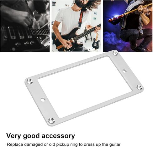 Black Pickup Ring, 2 Pcs Pickup Frame Metal Flat Humbucker Pickup Mounting Ring Electric Guitar Pickup Ring Replacement with Screws(Black) in Saudi Arabia