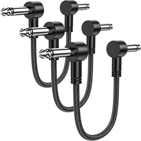 MOSWAG Guitar Patch Cables 3 Pack, 6 Inch Pedal Board Cable 1/4 Inch Guitar Patch Auxiliary Cable Right Angle Guitar Effect Pedal Cables Compatible with Guitar Bass Effects Pedal Mixing Console in Kuwait