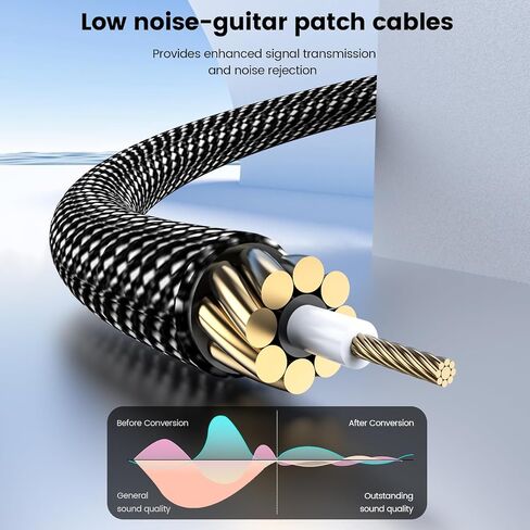 MOSWAG Guitar Patch Cables 3 Pack, 6 Inch Pedal Board Cable 1/4 Inch Guitar Patch Auxiliary Cable Right Angle Guitar Effect Pedal Cables Compatible with Guitar Bass Effects Pedal Mixing Console in Kuwait