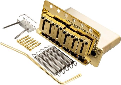 Musiclily Ultra 52.5 مم (2-1/16 بوصة) جسر ST Tremolo قياسي بـ 6 براغي مع سروج نحاسية حديثة 42 مم ذراع دفع للجيتار الكهربائي على طراز Strat، أسود in Saudi Arabia