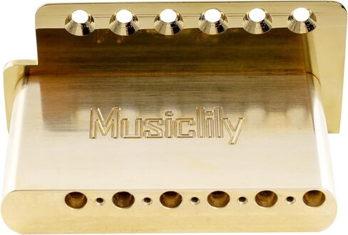 Musiclily Ultra 52.5 مم (2-1/16 بوصة) جسر ST Tremolo قياسي بـ 6 براغي مع سروج نحاسية حديثة 42 مم ذراع دفع للجيتار الكهربائي على طراز Strat، أسود in Saudi Arabia