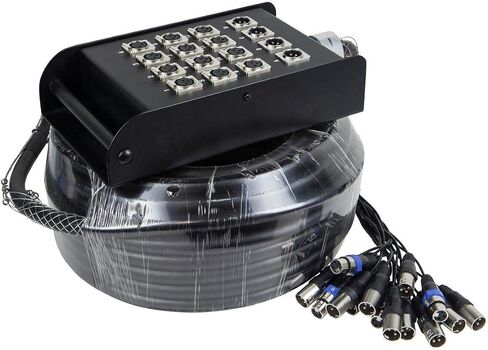Monoprice 20-Channel Snake & 16 XLR x 4 TRS Stage Box - مع 16 وصلة للأسفل و4 وصلات للأعلى، 100 قدم، أسود in Saudi Arabia