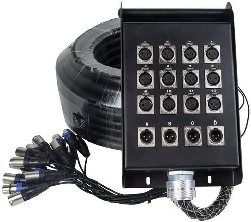 Monoprice 20-Channel Snake & 16 XLR x 4 TRS Stage Box - مع 16 وصلة للأسفل و4 وصلات للأعلى، 100 قدم، أسود in Saudi Arabia