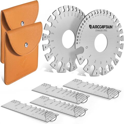 ARCCAPTAIN Wire Gauge Measuring Tool & Metal Gauge Thickness Tool, Stainless Steel Metal Sheets Welding Material Thickness Gauge Standard Dual-Sided Round Wire Gauge in Kuwait