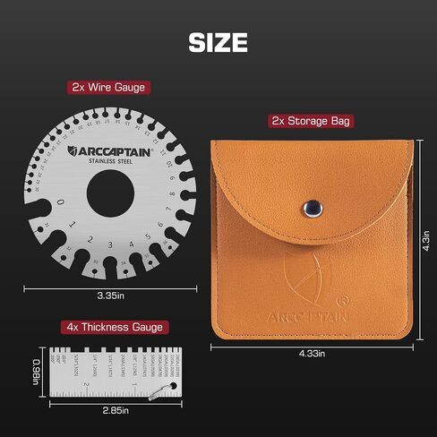 ARCCAPTAIN Wire Gauge Measuring Tool & Metal Gauge Thickness Tool, Stainless Steel Metal Sheets Welding Material Thickness Gauge Standard Dual-Sided Round Wire Gauge in Kuwait