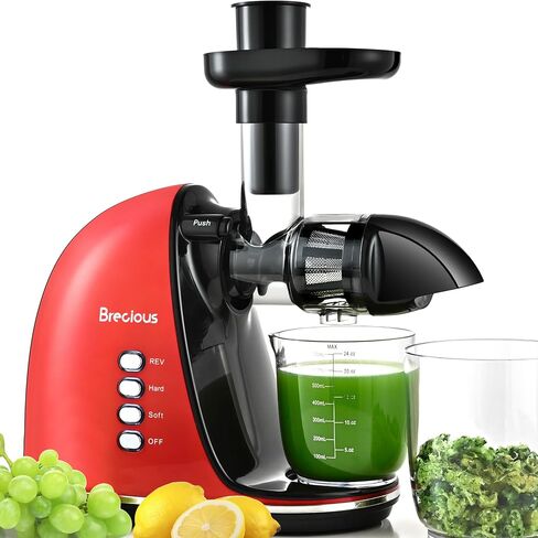 Slow Masticating Juicer,Brecious Cold Press Juicers with 2 Speed Modes & Quiet Motor,Juicers Machines Vegetable and Fruit with Reverse Function,Celery Juicer,BPA-Free,Easy to Clean (Silver) in Kuwait