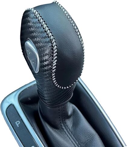 Black Leather Gear Shift Knob Cover for Ford Focus 2012 2013 2014 2015 2016/ Ford Fiesta 2014 2015 2016 / Ford Fusion S / Fusion SE 2013 2014 2015 2016 / Fusion Gear Shift Cover / Accessories for Ford in Kuwait
