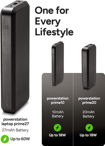 mophie powerstation prime10 - Portable Power Bank with 10,000mAh Internal Battery, 18W USB-C PD Fast Charging, Charge 3 Devices Simultaneously, LED Power Indicator in Kuwait