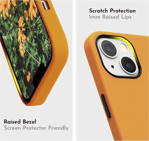 SURPHY متوافق مع حافظة iPhone 13، حافظة هاتف من الجلد الصناعي الفاخر (مع أزرار معدنية وبطانة من الألياف الدقيقة) لهاتف 13 (6.1 بوصة 2021)، بني in Kuwait