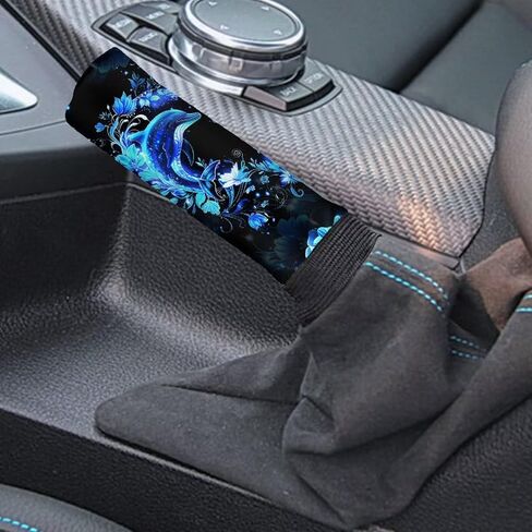 GIFTPUZZ Car Interior Decoration Accessories Autumn Leaves Car Handbrake Cover and Gear Shift Knob Cover Universal Breathable Auto Shift Gear Cover Set 2Pcs Non-Slip Sweat Absorbing in Kuwait