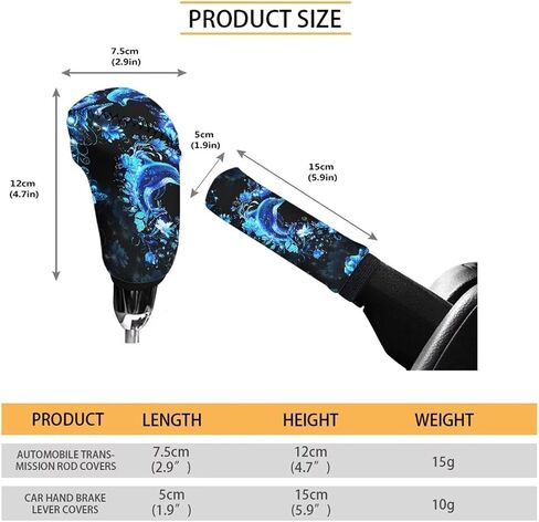GIFTPUZZ Car Interior Decoration Accessories Autumn Leaves Car Handbrake Cover and Gear Shift Knob Cover Universal Breathable Auto Shift Gear Cover Set 2Pcs Non-Slip Sweat Absorbing in Kuwait
