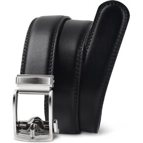 Boys' Belt Leather Easy-Release, Kids Ratchet Dress Belt 1" Width For Formal and Everyday Wear.