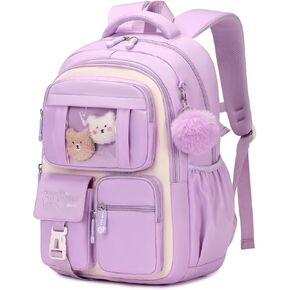 Kids Backpack for Girls - School Bags for Middle School Students - Book Bag for Elementary Primary School - Kawaii Ita Backpack - Black and Beige