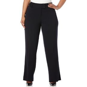 Rafaella Women's Plus Size Curvy Fit Gabardine Bootcut Stretch Dress Pants with Pockets