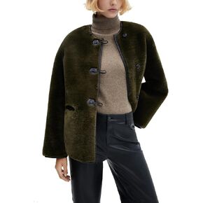 Women's Warm Oversized Faux Fur Fleece Jacket Winter Coats Casual Single Breasted Coat with Pockets